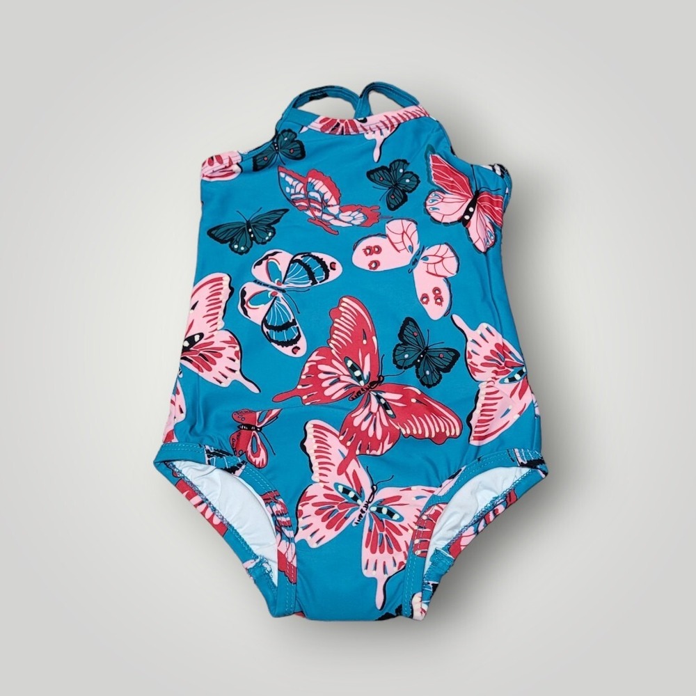 Hanna Andersson Swimsuit Girls 2T Blue Butterfly New Bathing Suit
